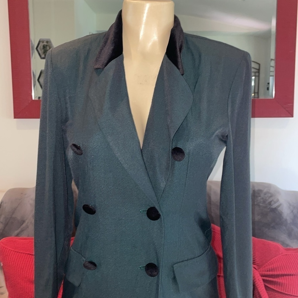 Vintage- Lois Snyder Dani Max petite dress size 4 Hunter Green - Picture 2 of 8